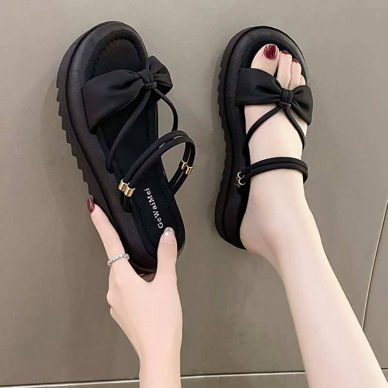 Knot Plain Slide Sandals