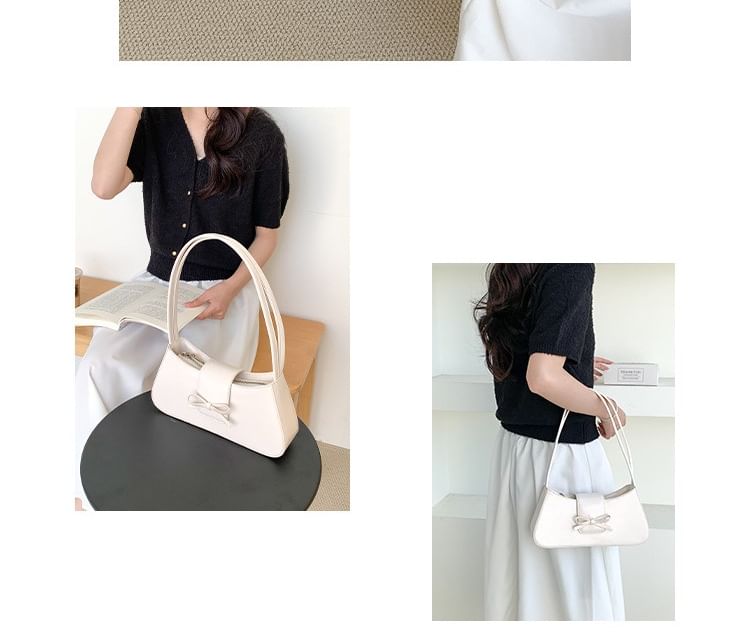Bow Faux Leather Shoulder Bag
