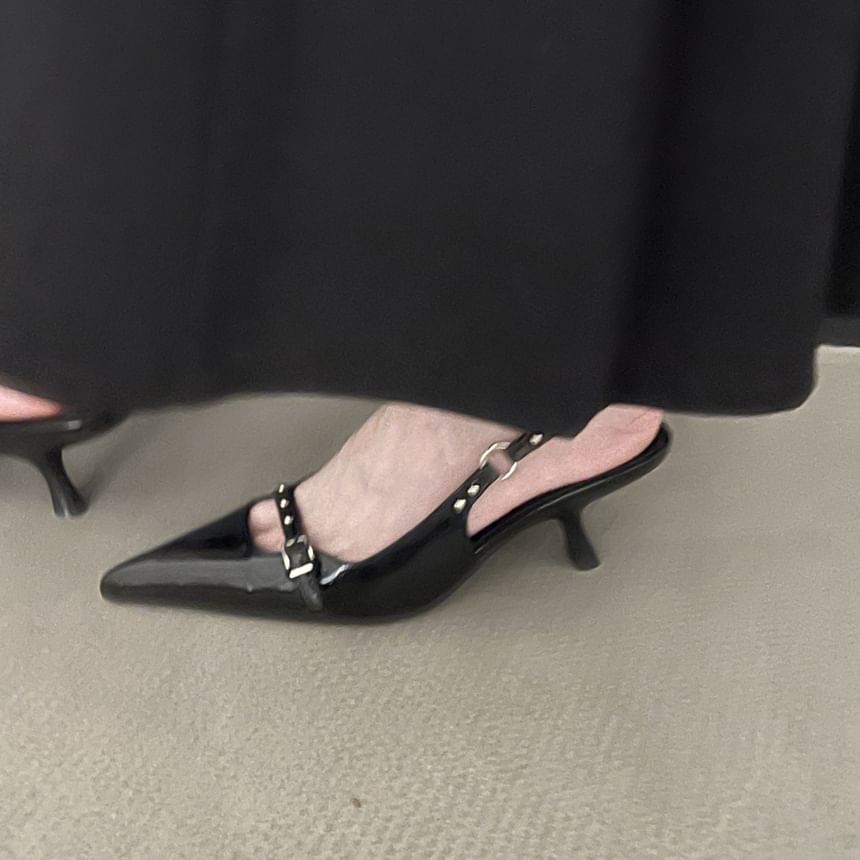 Pointed Slingback Sandals with Kitten Heel