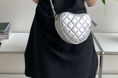 Bag Strap Heart Crossbody Quilted Chain