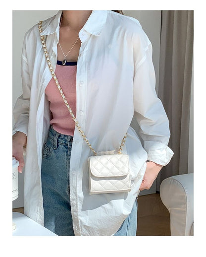Flap Strap Chain Quilted Bag Crossbody