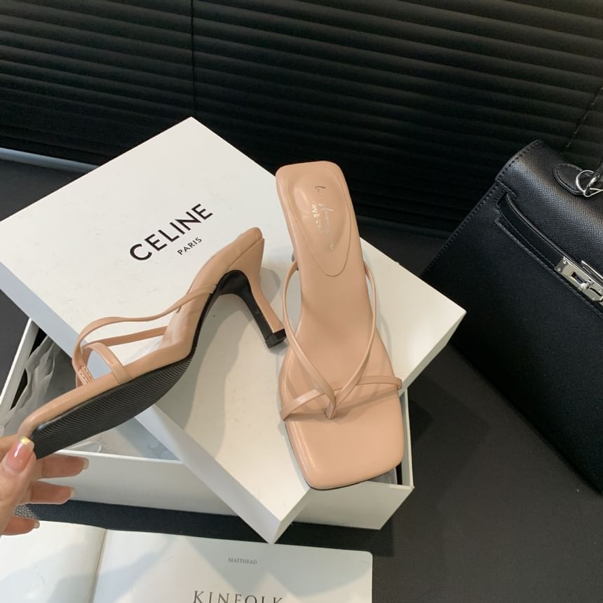 High Heel Square Toe Sandals
