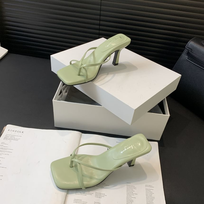High Heel Square Toe Sandals