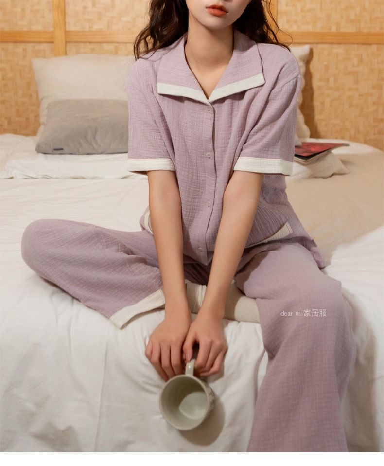 Couple Matching Pajama Set: Pocket Detail Shirt + Pants (Various Designs)