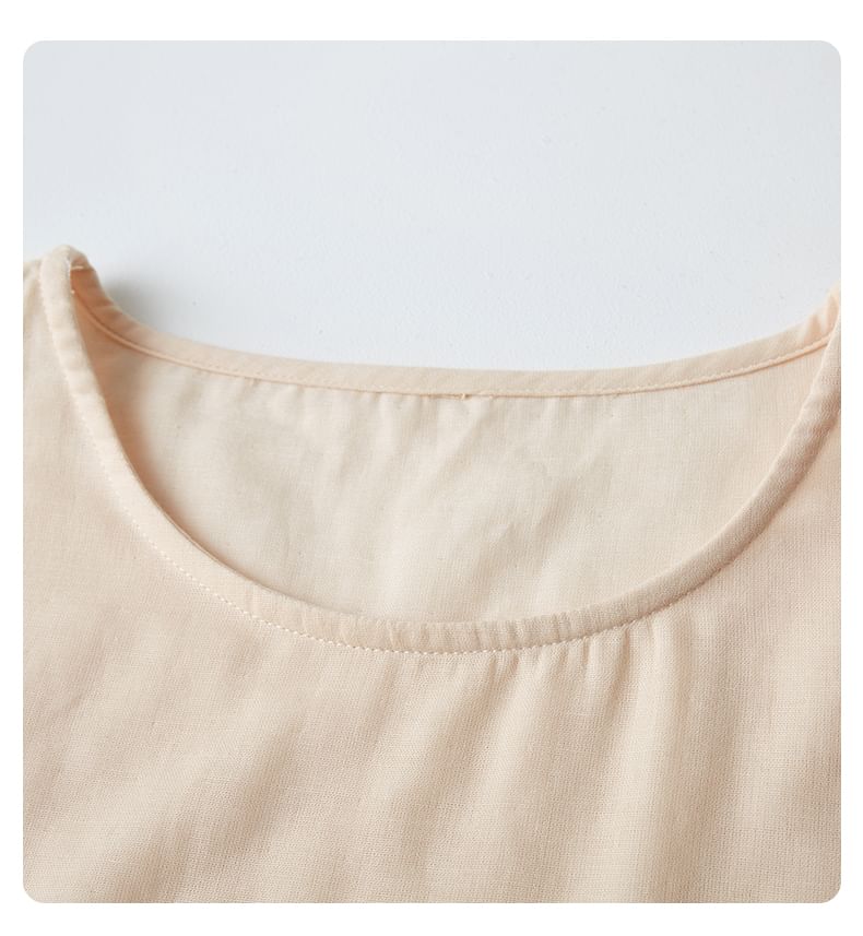 Couple Matching Round Neck Plain Pajama Top / Long-Sleeve Blouse