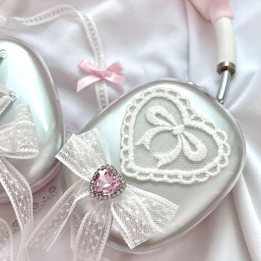 Heart Lace Ribbon AirPods Max Earphone Case Skin