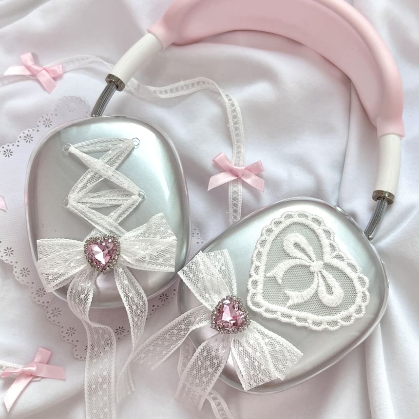 Heart Lace Ribbon AirPods Max Earphone Case Skin
