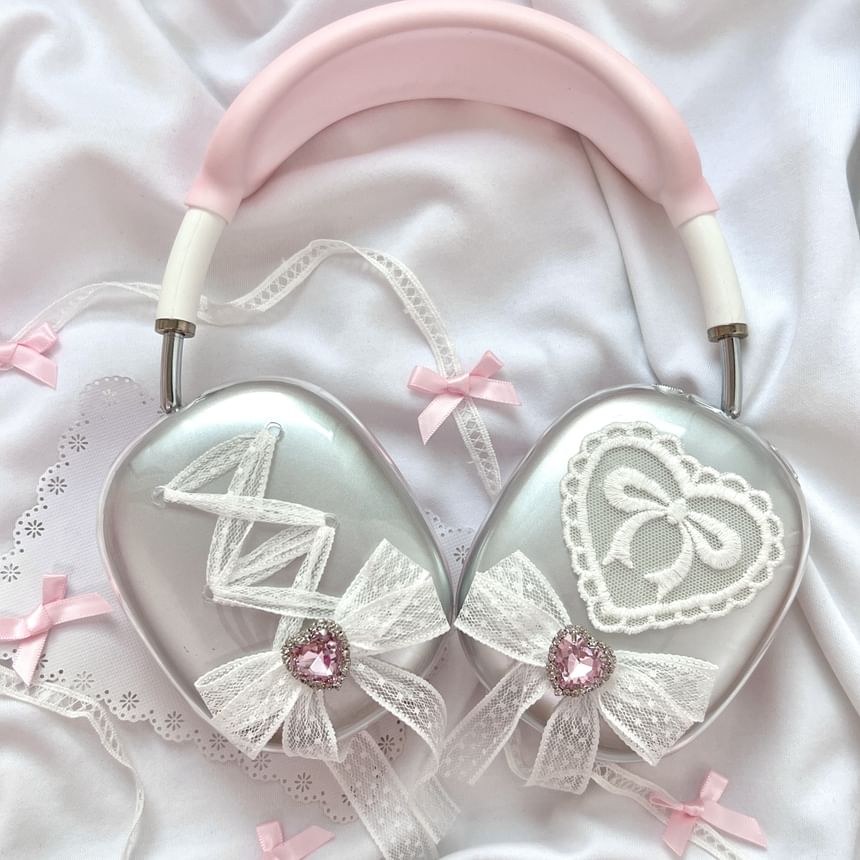 Heart Lace Ribbon AirPods Max Earphone Case Skin