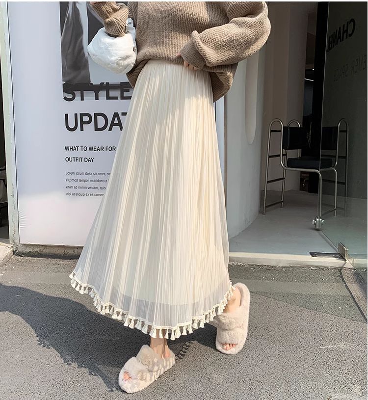 Sheer Flared Maxi Skirt with High Rise