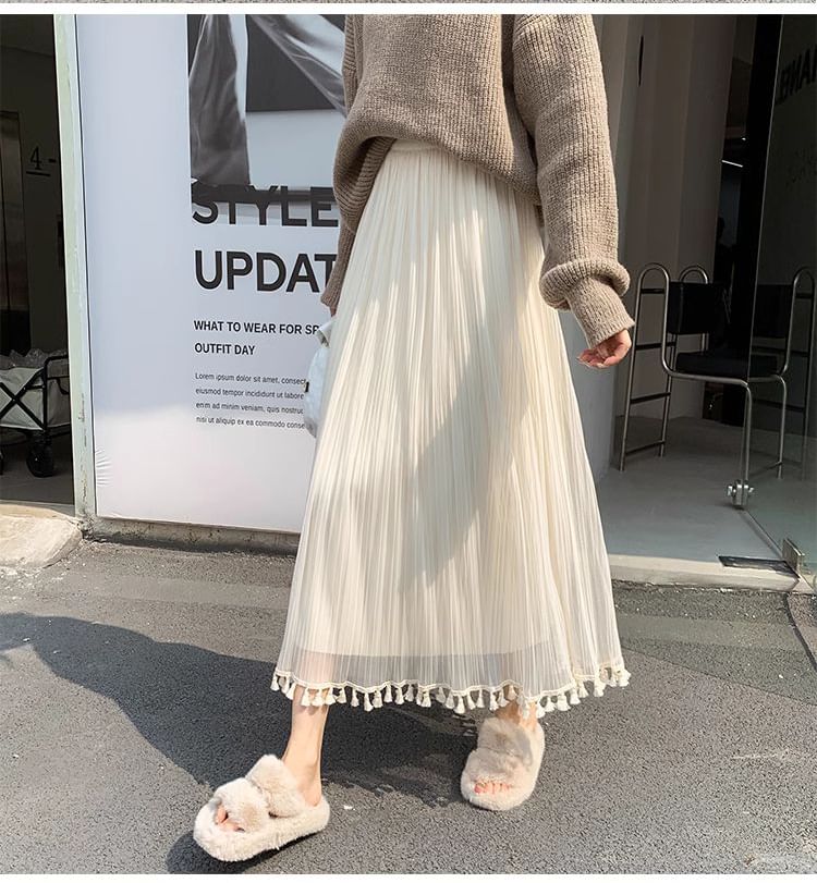 Sheer Flared Maxi Skirt with High Rise