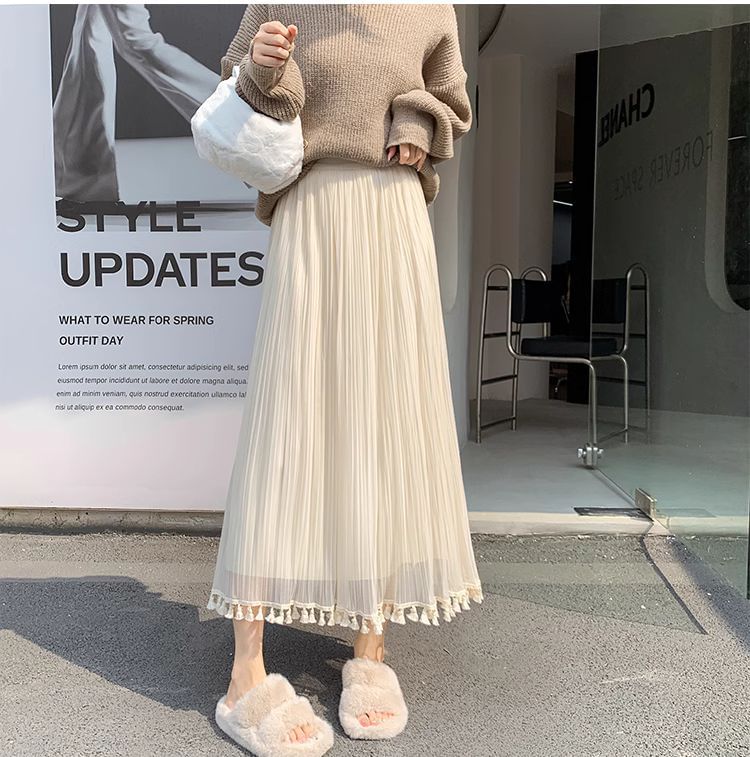 Sheer Flared Maxi Skirt with High Rise