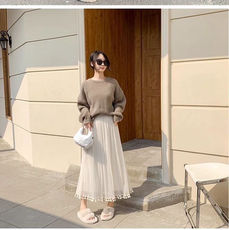 Sheer Flared Maxi Skirt with High Rise