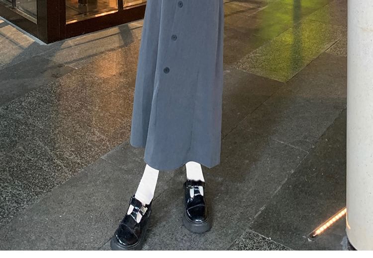 Double-Breasted Crop Blazer and Button Front Midi Skirt Set