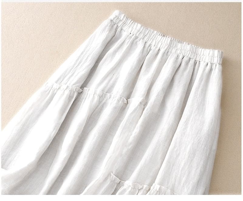 Ruffled Flared Midi Skirt with High Waist