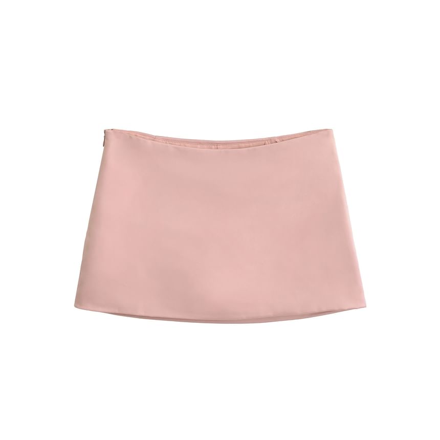 Sleek Satin Mini Pencil Skirt with Low Rise Waist