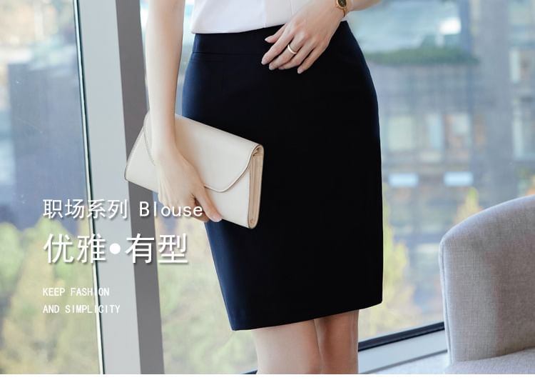 V-Neck Sleeveless Top with Pencil Skirt and Capri Trousers
