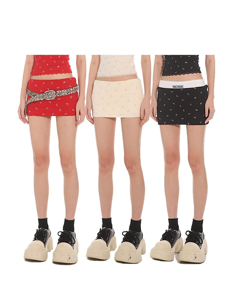Bow Detail Mini Pencil Skirt with Mid Waist Fit