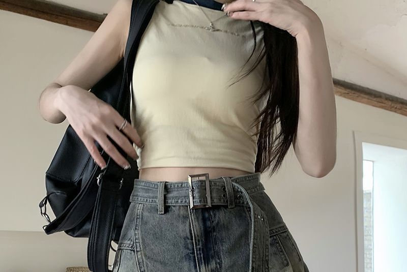 Slouchy Waist Vintage Jean Mini Skater Skirt
