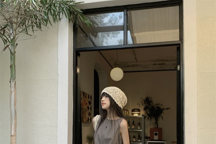 Round Neck Sleeveless Tee with Maxi A-Line Skirt