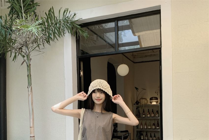 Round Neck Sleeveless Tee with Maxi A-Line Skirt