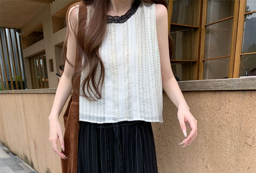 Two-Tone Crew Neck Top with Pinstriped Maxi Skirt
