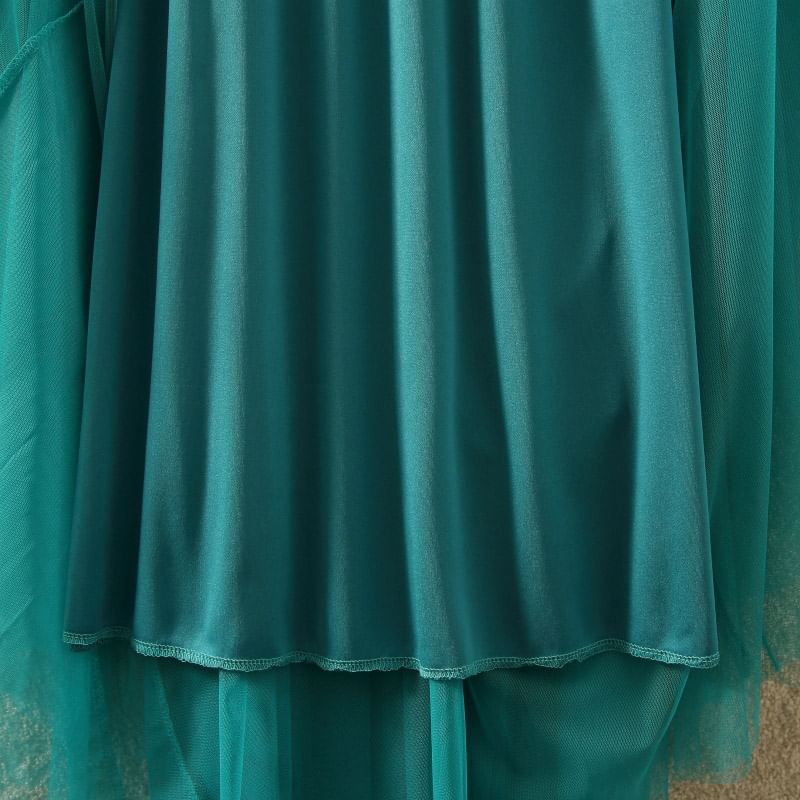 Elastic Waist Mesh A-Line Skirt with Multiple Patterns