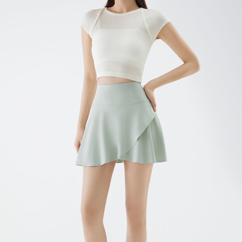 Asymmetric Sports Mini Skirt with Built-In Shorts