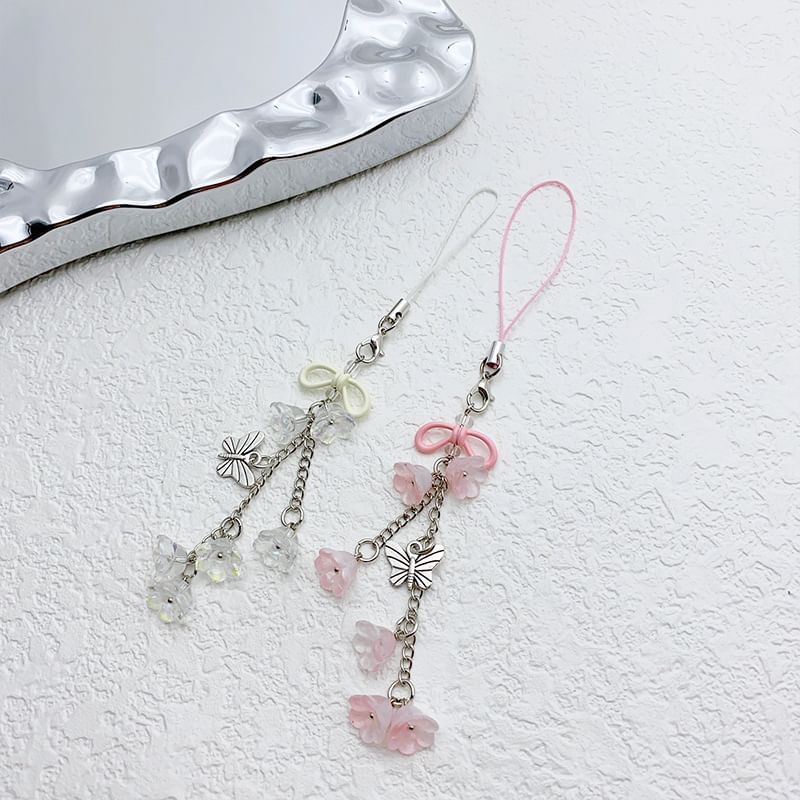 Bow Butterfly Floral Acrylic Alloy Phone Charm