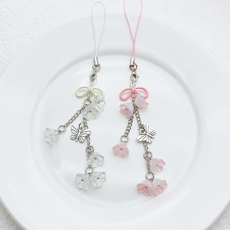 Bow Butterfly Floral Acrylic Alloy Phone Charm