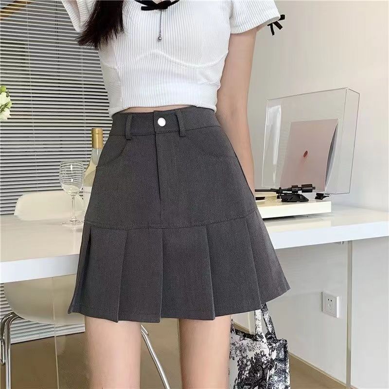 Pleated Solid Mini Skirt with High Rise
