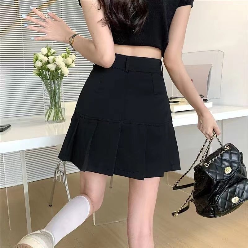 Pleated Solid Mini Skirt with High Rise