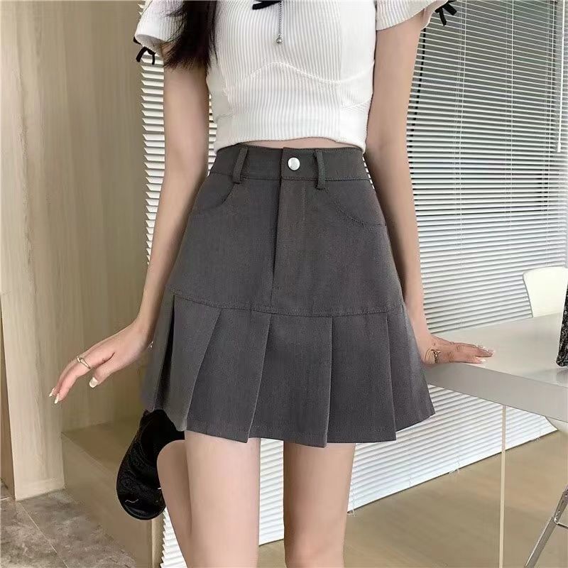 Pleated Solid Mini Skirt with High Rise