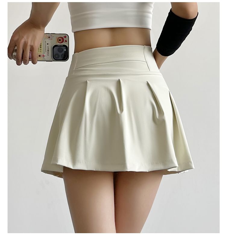 Sporty Pleated A-Line Mini Skirt with High Rise