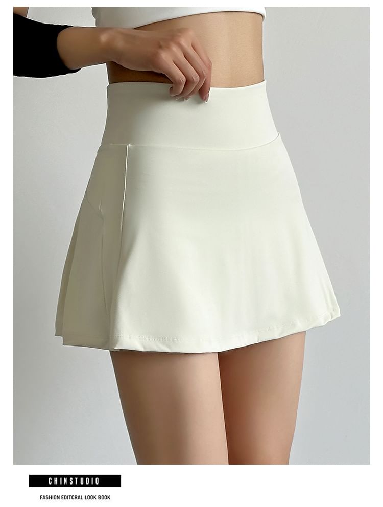 Sporty Pleated A-Line Mini Skirt with High Rise