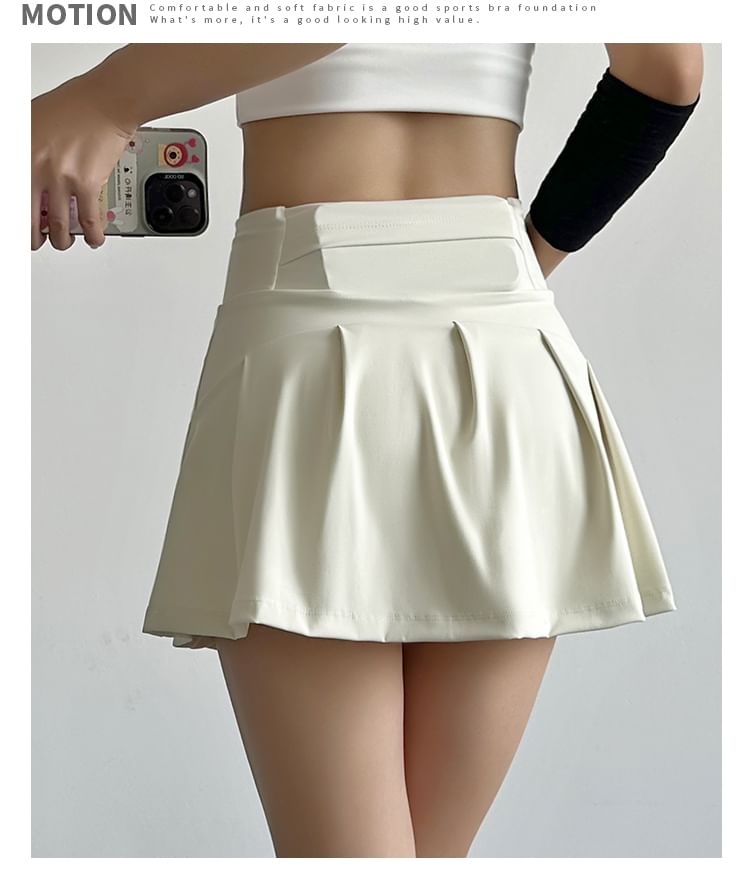 Sporty Pleated A-Line Mini Skirt with High Rise