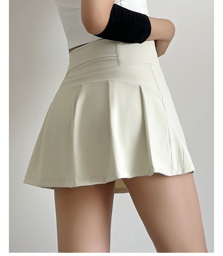 Sporty Pleated A-Line Mini Skirt with High Rise