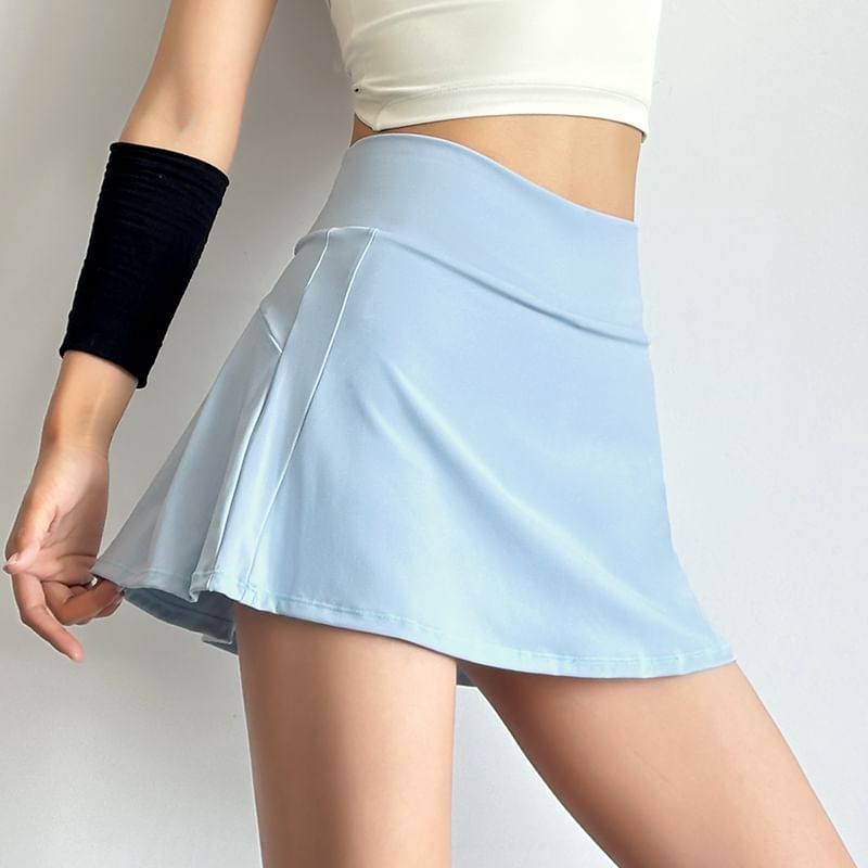 Sporty Pleated A-Line Mini Skirt with High Rise