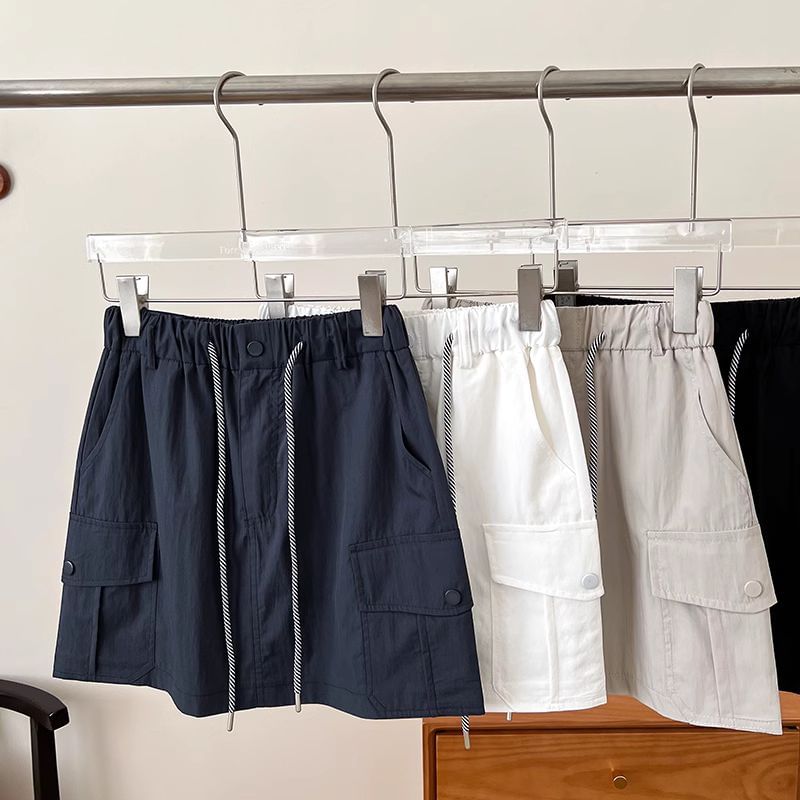 Cargo Mini Flared Skirt with Drawstring Waist
