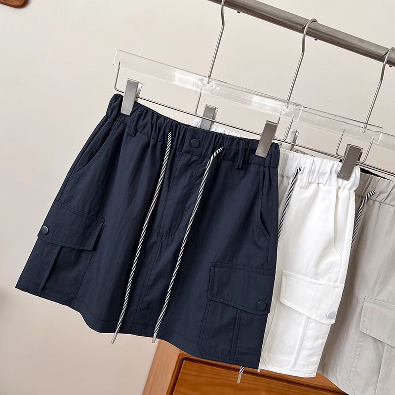 Cargo Mini Flared Skirt with Drawstring Waist