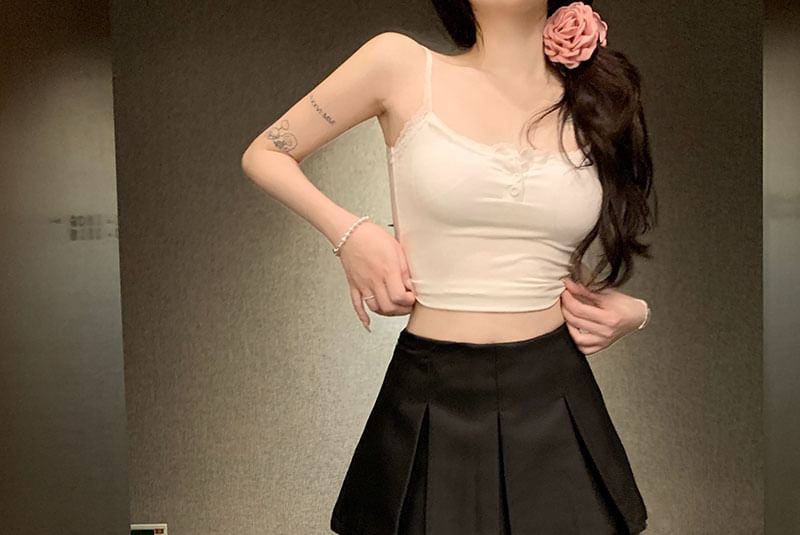 Accordion Pleated Mini Flared Skirt with Low Waist