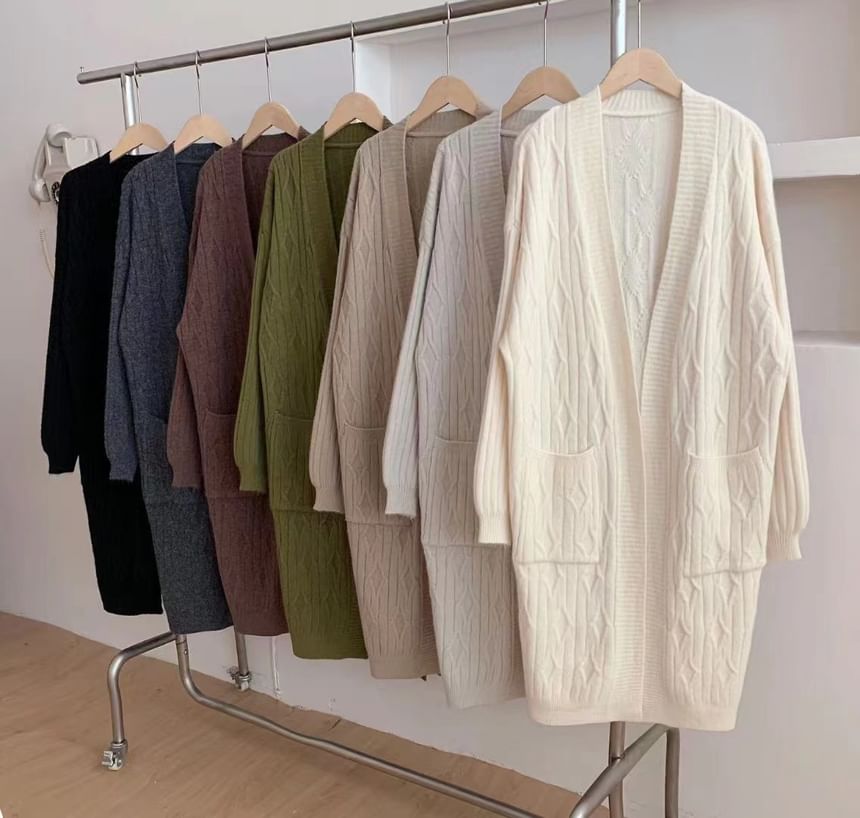 Long Plain Knit Cardigan