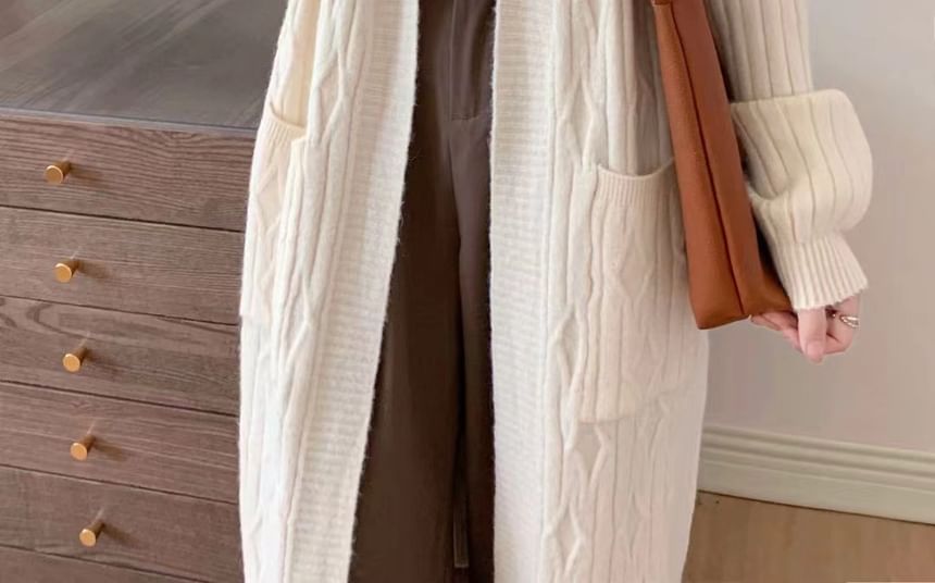 Long Plain Knit Cardigan