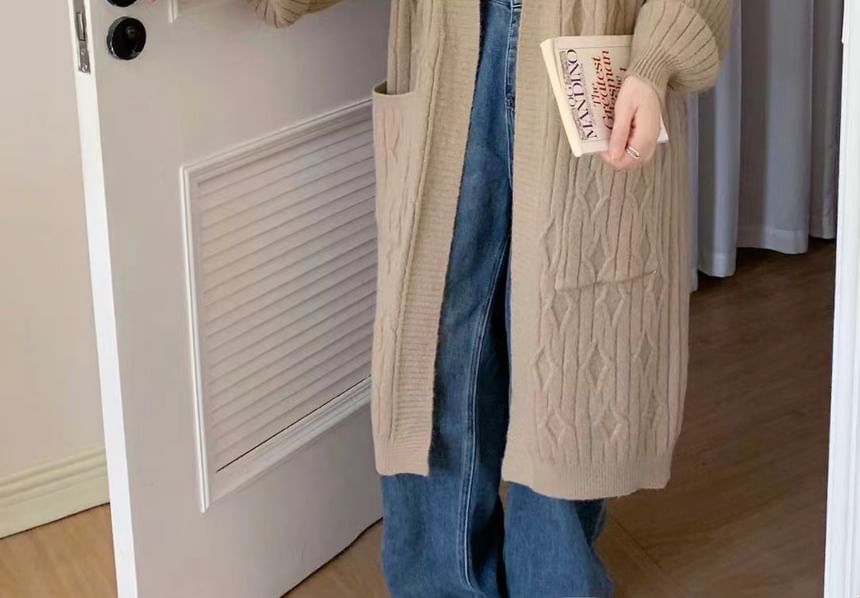 Long Plain Knit Cardigan