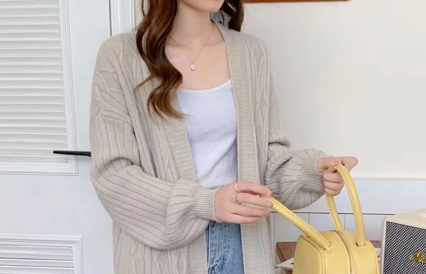 Long Plain Knit Cardigan
