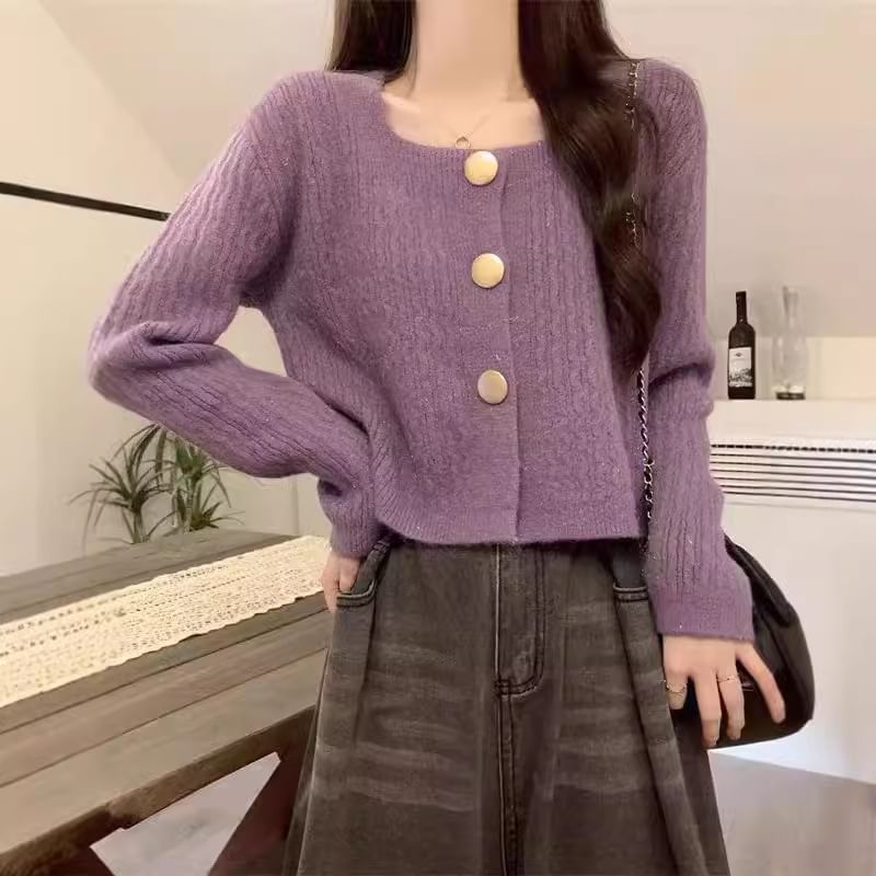 Square Neck Knit Cardigan