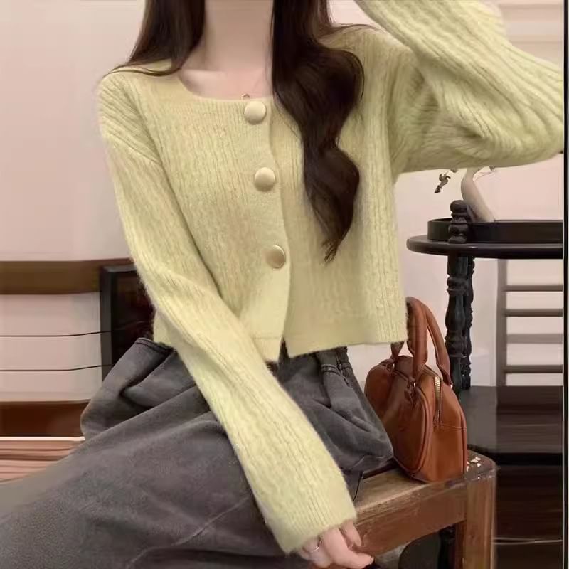 Square Neck Knit Cardigan