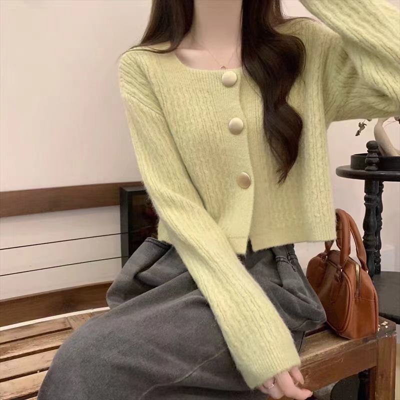 Square Neck Knit Cardigan