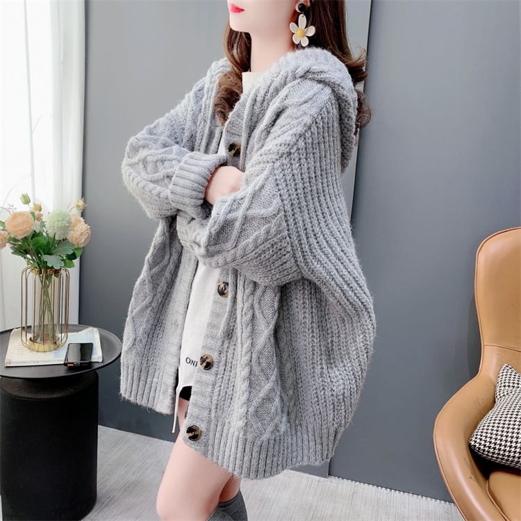 Hooded Cable Knit Cardigan