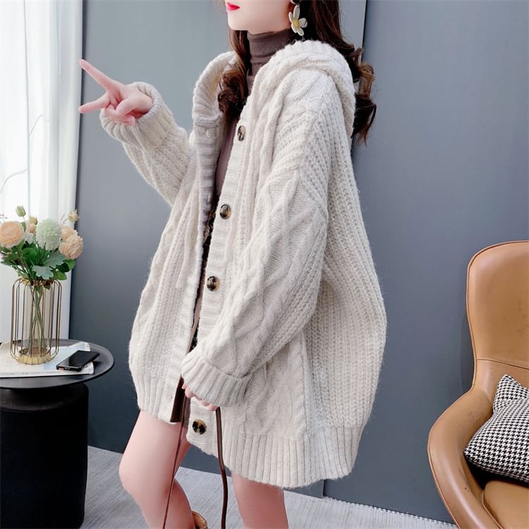 Hooded Cable Knit Cardigan