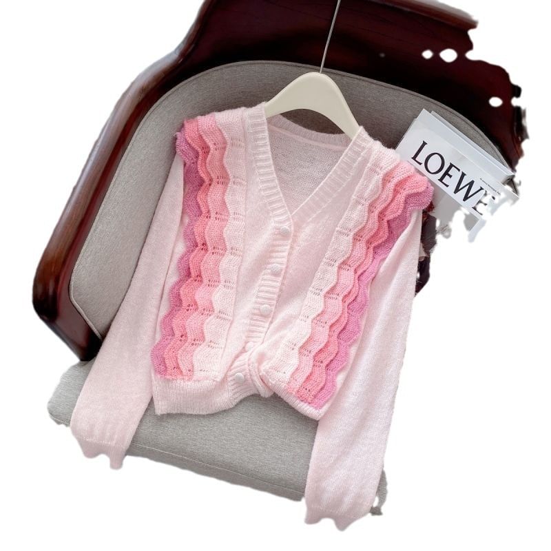 Color Block V-Neck Panel Cardigan